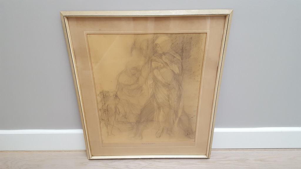 Marius Bauer (1867-1932) - Vrouwen met baby, tekening - gemonogrameerd kopen? Bied vanaf 1!