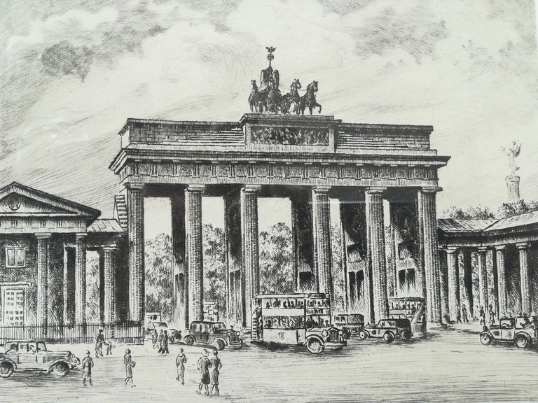 Onbekende kunstenaar, handgesigneerd ro. Ets, Berlin, Brandenburger Tor kopen? Bied vanaf 1!