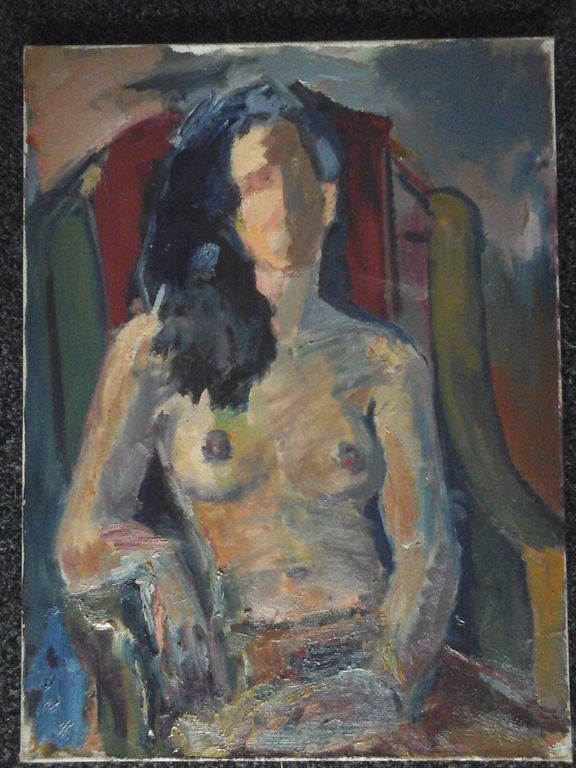 Naakt z.j. ongesigneerd. Olieverf / linnen  verkocht voor € 41!