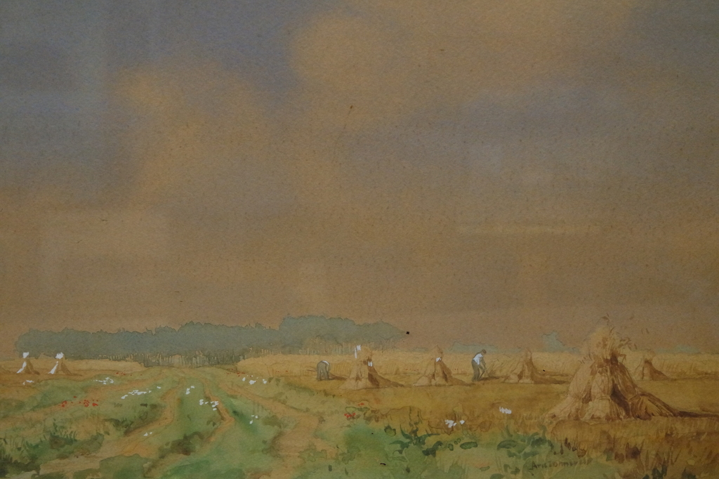 Arie Zonneveld (1905-1941) - aquarel - landschap met korenschoven en figuren kopen? Bied vanaf 155!