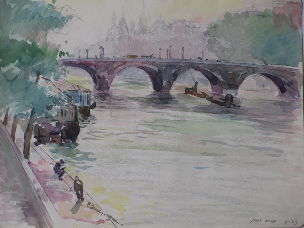 Han Krug, Pont Neuf Parijs, Aquarel 1929 verkocht voor € 40!