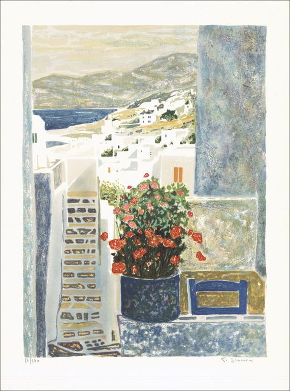 GEORGES BLOUIN -L'ESCALIER, warme zomerse lithografie, handgesigneerd kopen? Bied vanaf 1!