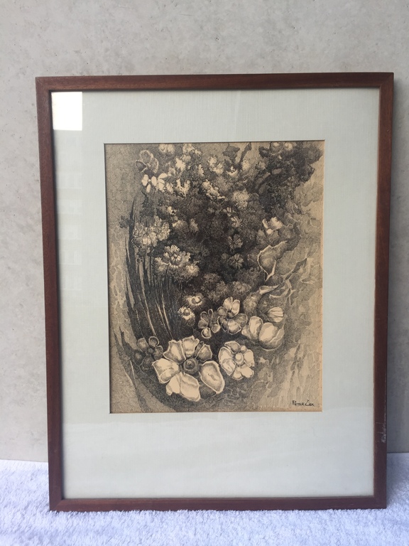 Peter Cox: inkttekening Bloemen kopen? Bied vanaf 1!