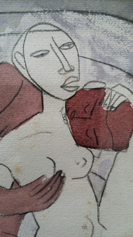 Paul Husner. Aquarel. Naakt liefdespaar.  kopen? Bied vanaf 89!