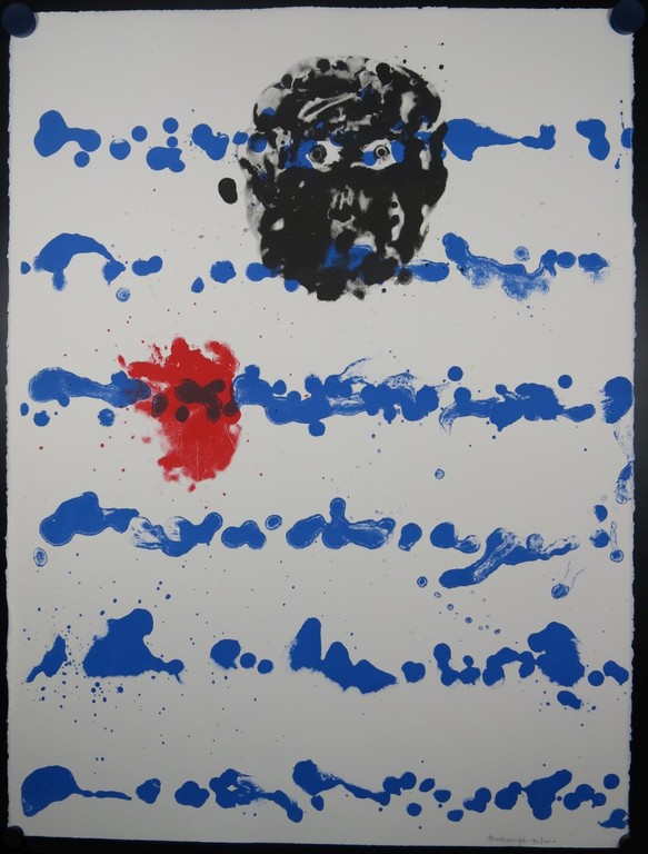 Jef Diederen: Litho, Zonder titel (zwart gezicht) verkocht voor € 70!