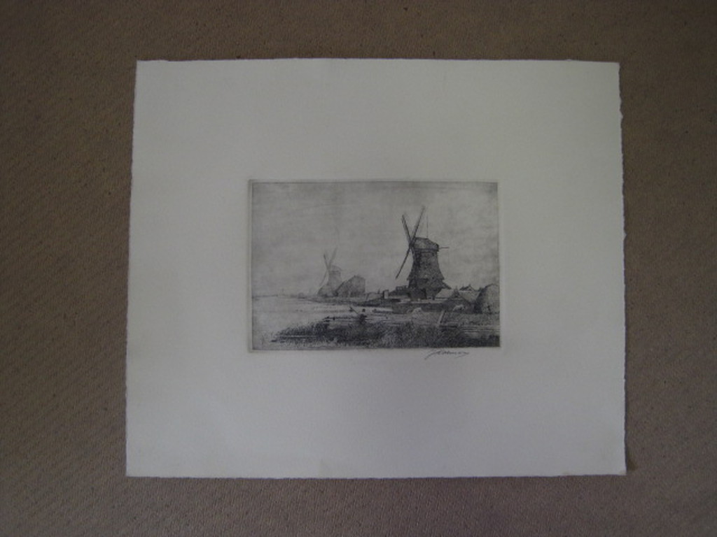 Sfeervolle ets van Jac Koeman 1889-1978 "Molens in Waterland bij Edam" gesign kopen? Bied vanaf 1!