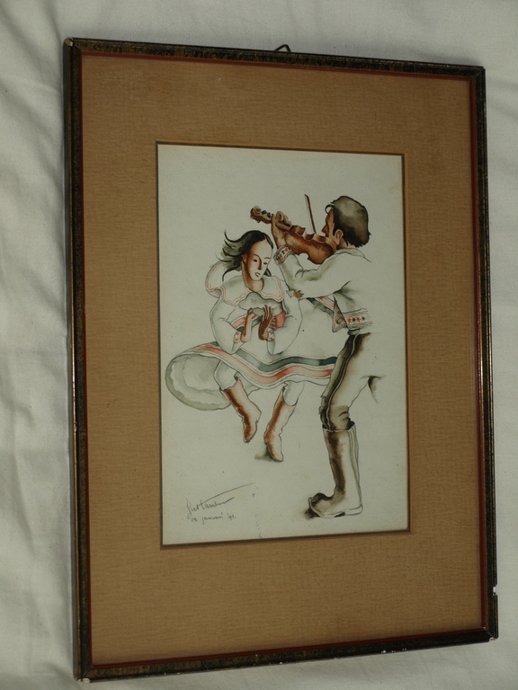 Ger Tamboer (1917-1982) : Tekening – Dansen – gesigneerd & ingelijst - 1941 kopen? Bied vanaf 1!