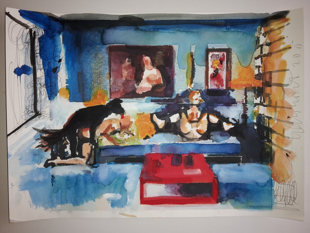 Peter Klashorst - Doggy style - gemengde techniek op papier - gesigneerd - 2015 kopen? Bied vanaf 55!