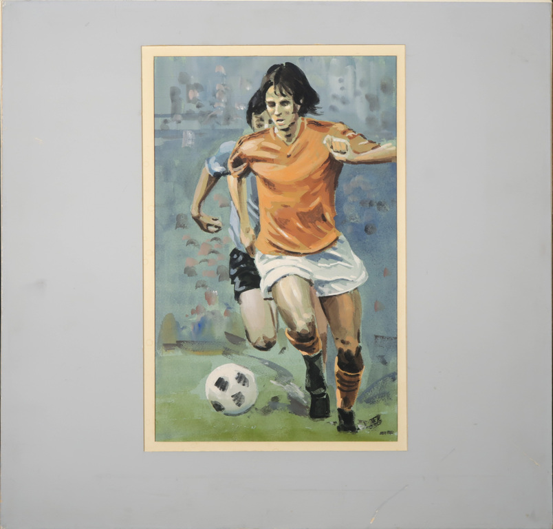 Ben Palli: Aquarel op board, Voetballers kopen? Bied vanaf 1!