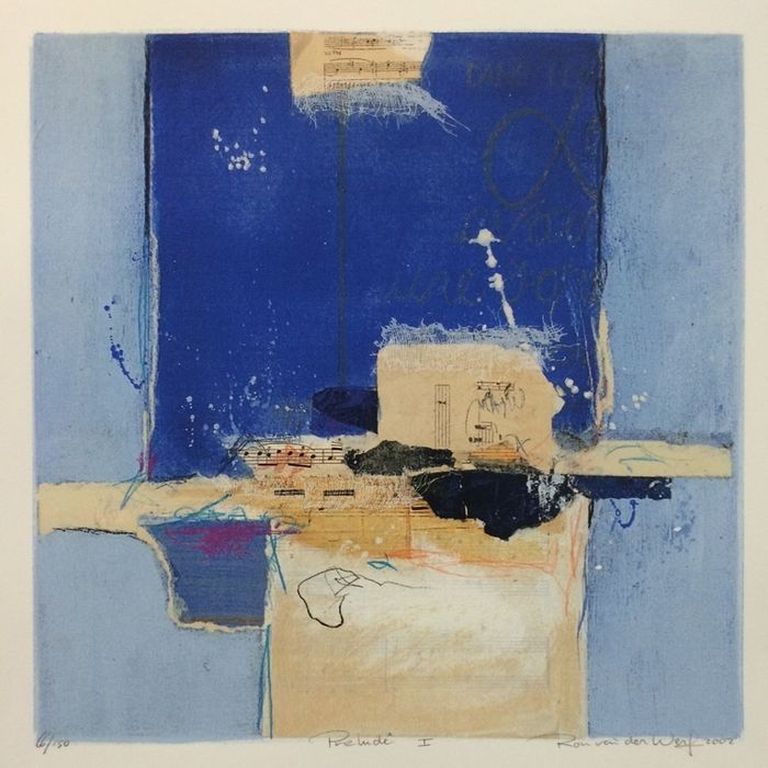 RON vd WERF Gemengde techniek op gesigneerde Zeefdruk PRELUDE I verkocht voor € 45!
