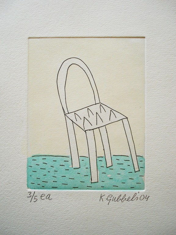 Klaas Gubbels ingekleurde ets uit 2004 verkocht voor € 185!