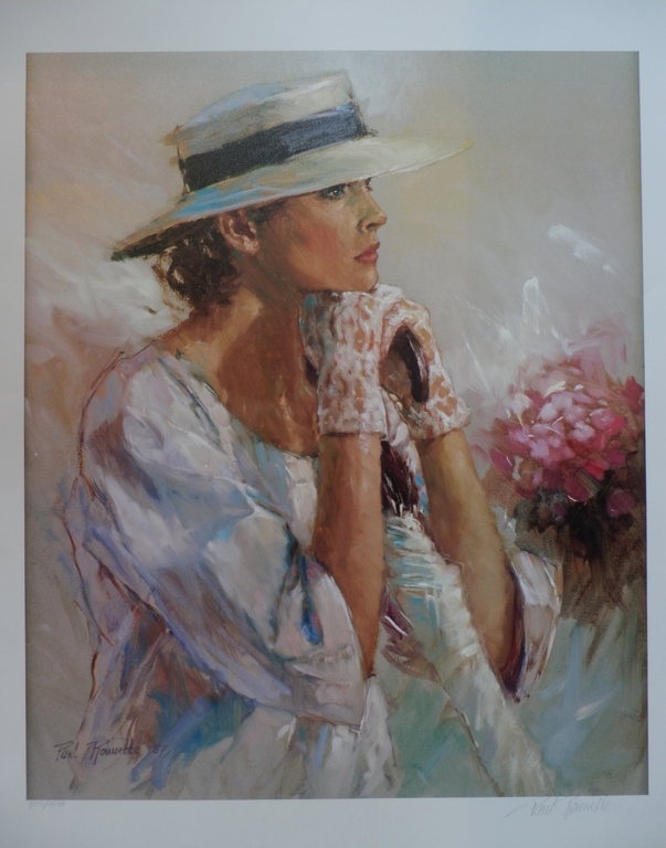 PAUL ROUWETTE  Gr Giclee   DAME MET HOED  Handgesign. IMPRESSIONISTISCHE STIJL verkocht voor € 85!