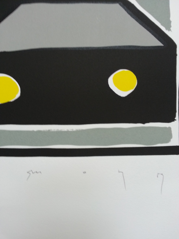  kunstenaar onbekend, wel gesigneerd, zeefdruk op papier, titel:  kopen? Bied vanaf 20!