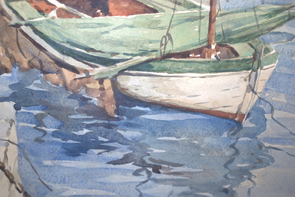 Zeilboot in een haven==aquarel==Haagse School, leerling HW Mesdag kopen? Bied vanaf 115!