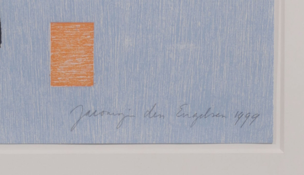 Jacomijn den Engelsen: Houtsnede, Afro (blauw) - Ingelijst kopen? Bied vanaf 20!