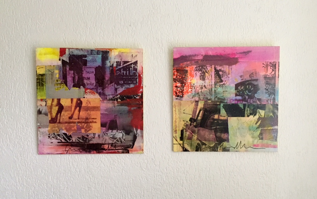 George Heidweiller - gemengde techniek op hout geschilderd - twee luik. verkocht voor € 250!