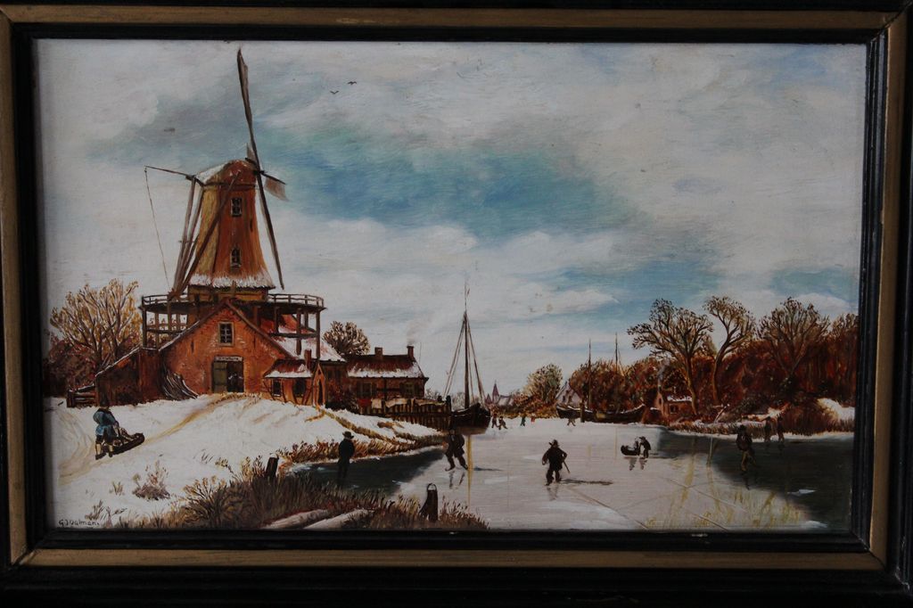 G.J. Dalman - G.J. Dalman - winterlandschap met molen en schaatsers kopen? Bied vanaf 65!