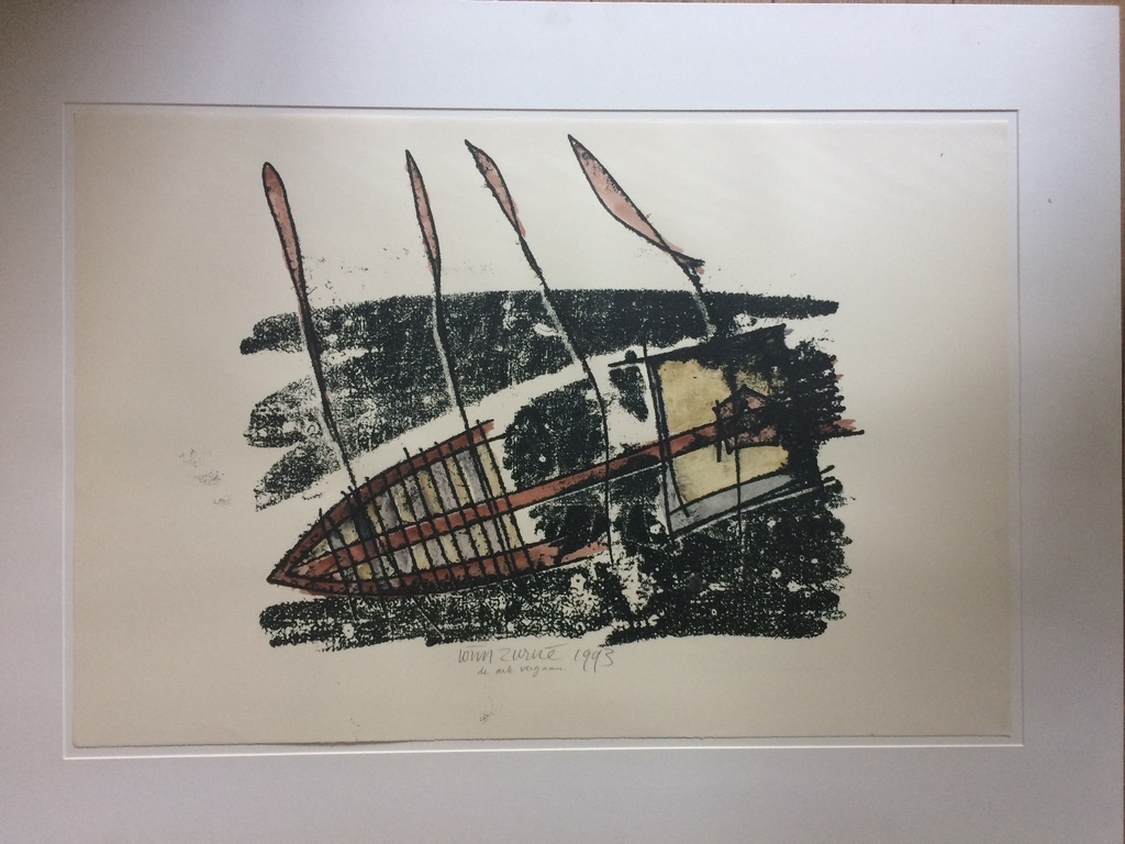 Wim Zurné, originele tekening in gemengde technieken 'De ark vergaan' 1993 kopen? Bied vanaf 135!