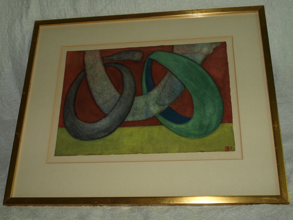 Monogram J.B. jr. : Aquarel â�� â��Ringenâ�� â�� Gesigneerd en ingelijst â�� 1989 kopen? Bied vanaf 45!