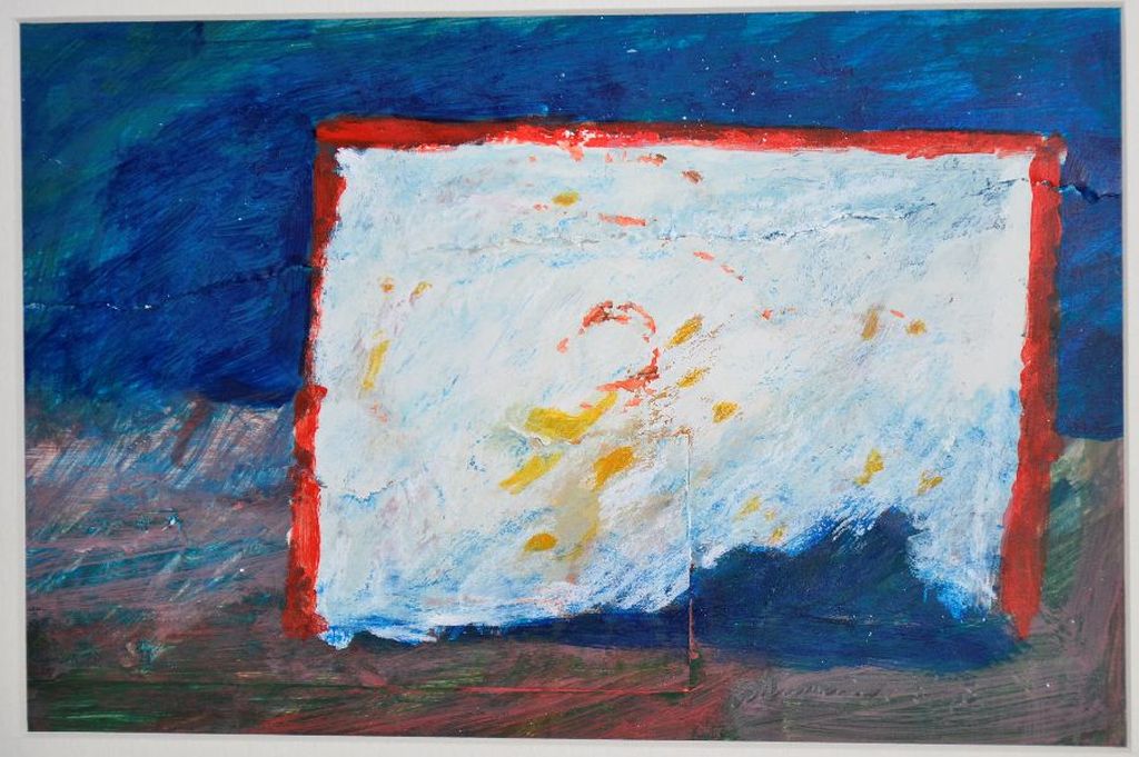 Johan Meijerink: Collage met acryl op papier, Abstract verkocht voor € 35!