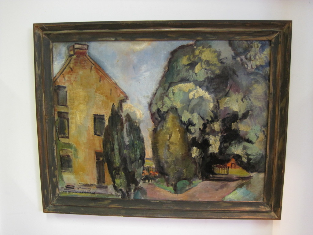 Hans Wiesman 1918-1988 expressionisme "huis met cypressen" olieverf 1940 kopen? Bied vanaf 1!