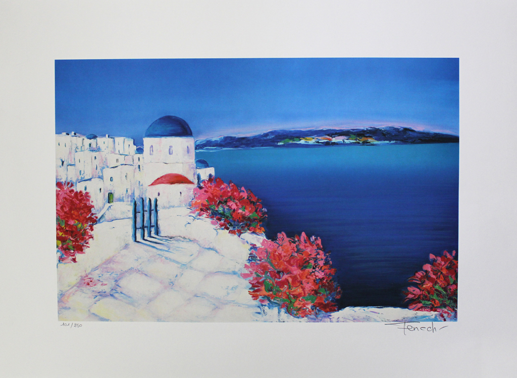 SERGE FENECH -LES DEUX COUPOLES, zomerse lithografie, handgesigneerd kopen? Bied vanaf 1!