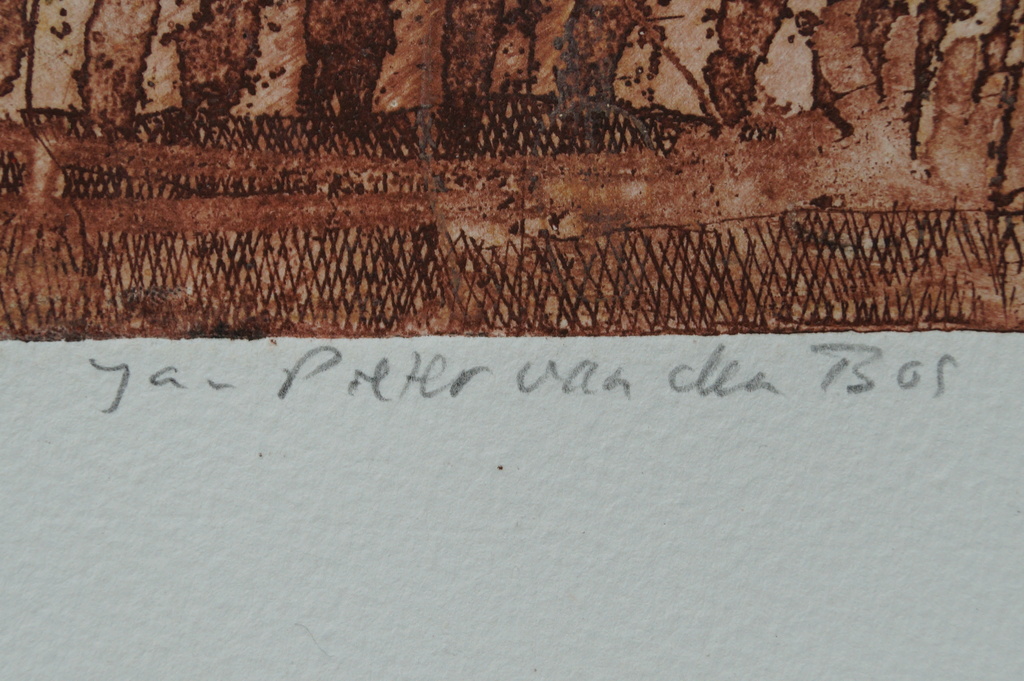 Jan Pieter van den Bos - gesigneerde ets - 2005 kopen? Bied vanaf 1!