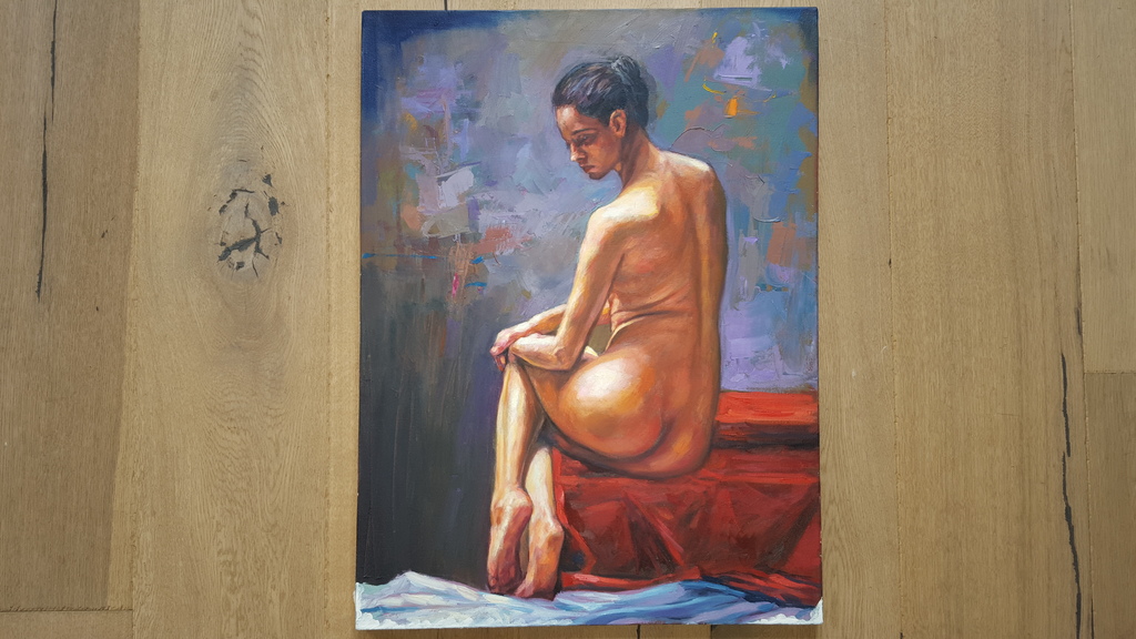 Naakte dame - acryl op doek (45cm x 60cm) kopen? Bied vanaf 95!