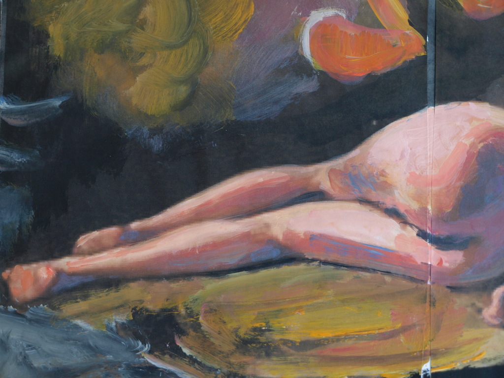 Peter Klashorst : acrylverf op papier , Vrouw met Eend – 2016 kopen? Bied vanaf 50!