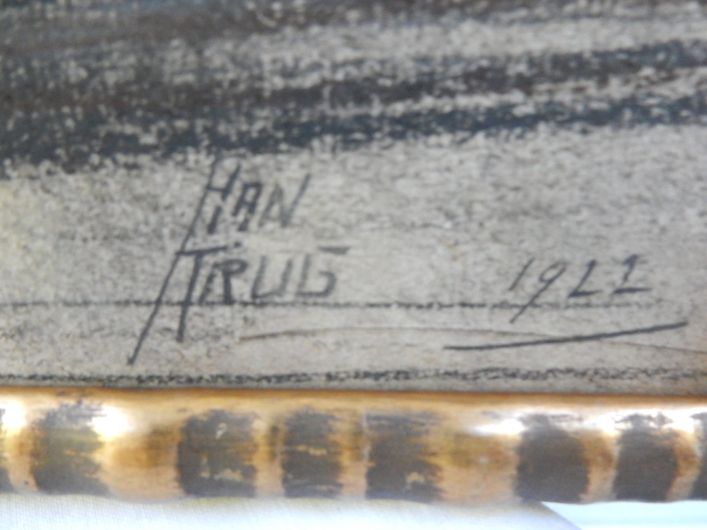 Han Krug, krijttekening, stilleven, koperen pot met bloemen. kopen? Bied vanaf 25!