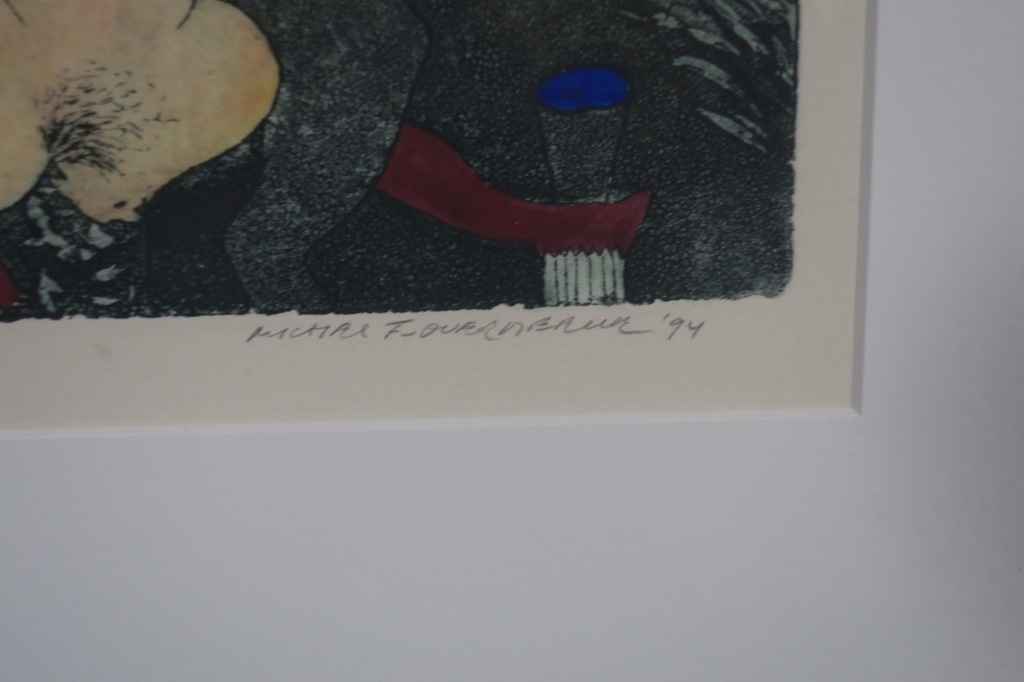 Michel van Overbeeke: Handgekleurde Ets met Bladgoud, Meeting III - Ingelijst kopen? Bied vanaf 60!