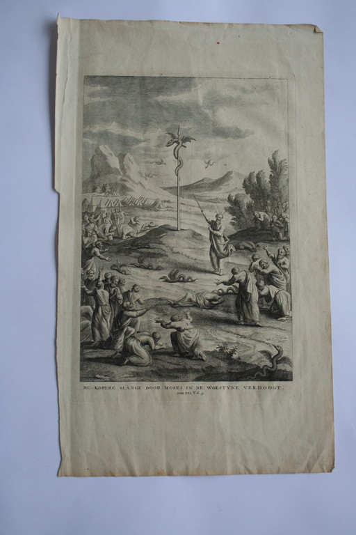 kopergravure - de kopere slange door moses in de woestyne verhoogt - 1731 kopen? Bied vanaf 1!