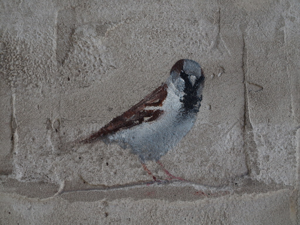 Jan Grotenbreg : Acrylverf en cement op doek , Huismus – gesigneerd – ca 2005 verkocht voor € 305!