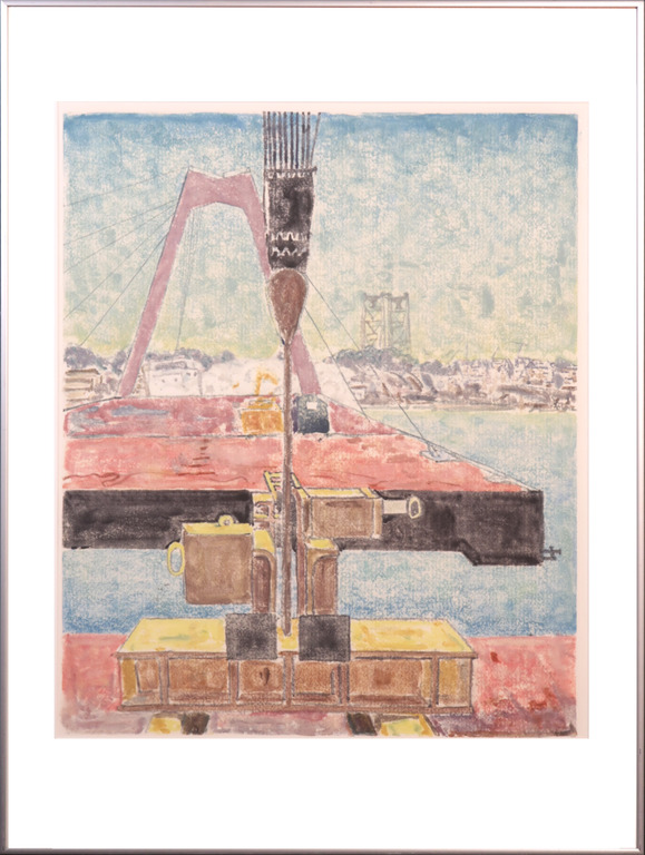 Joeki Simak: Monotype op papier, Rotterdam - Ingelijst verkocht voor € 35!