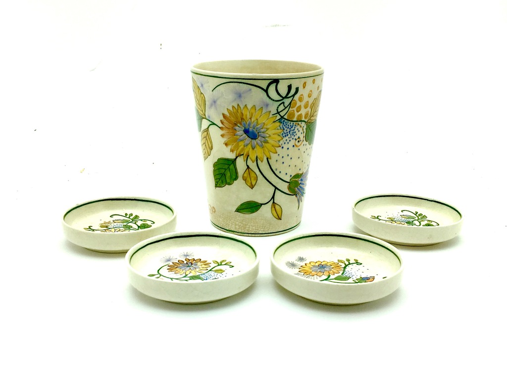 Plateelbakkerij Zuid-Holland Polychrome beker, petit-four schaaltjes 'Juliette' kopen? Bied vanaf 1!