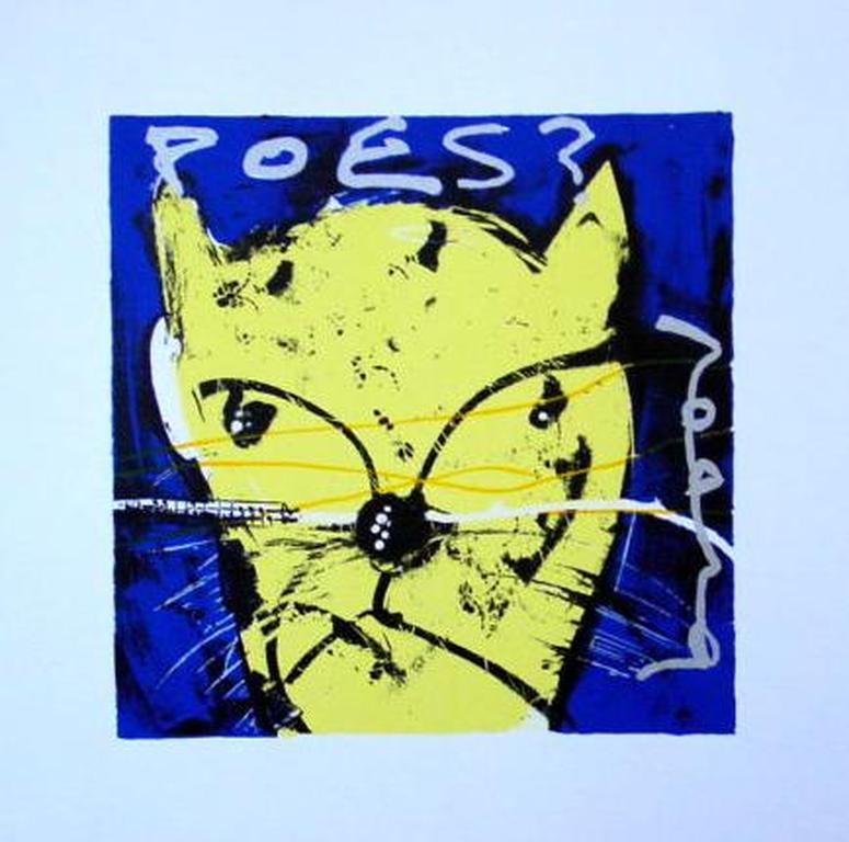 HERMAN BROOD, zeefdruk op papier 'Poes' kopen? Bied vanaf 1!