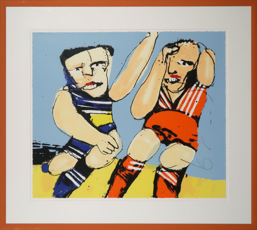 Herman Brood: Zeefdruk, Voetballers - Ingelijst verkocht voor € 200!