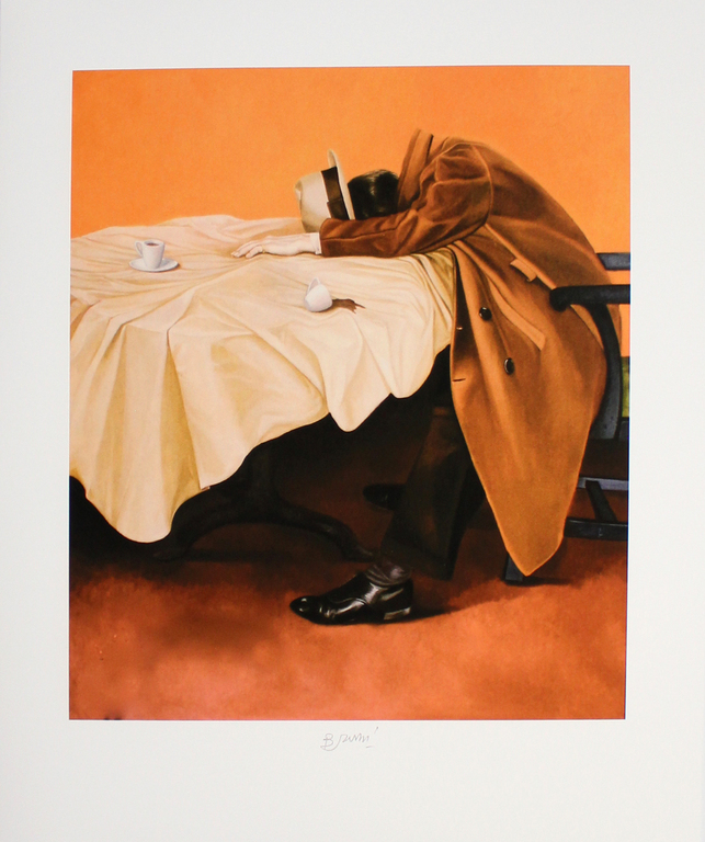 Bruno Bruni -The Last Coffee-  Originele Pigmentdruk. Handgesigneerd. 2017 kopen? Bied vanaf 95!