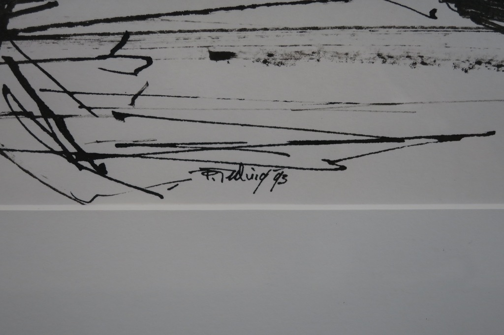 Peter Teeling: Zwart/wit pentekening, Landschap V - Ingelijst kopen? Bied vanaf 20!