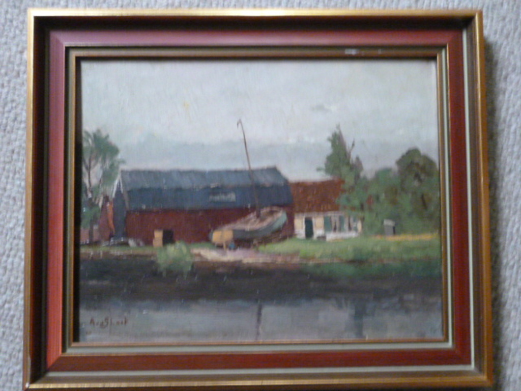 Andries van der Sloot - olieverf - Schip op de helling kopen? Bied vanaf 175!