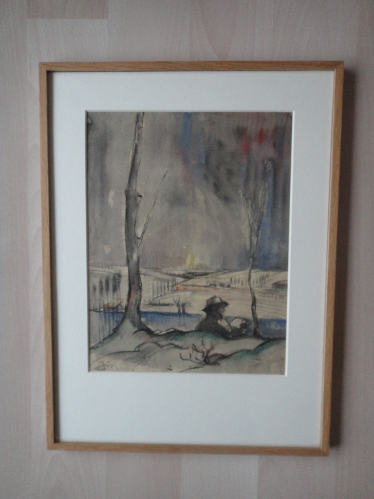 Jacques Mels (1899-1974), aquarel, man met uitzicht op Limburgs heuvellandschap kopen? Bied vanaf 40!