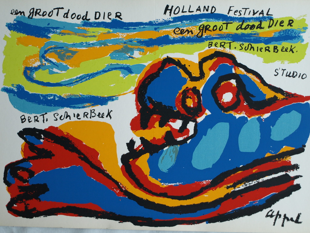 Karel Appel : Zeefdruk , Een groot dood dier – Holland Festival 1963  kopen? Bied vanaf 50!