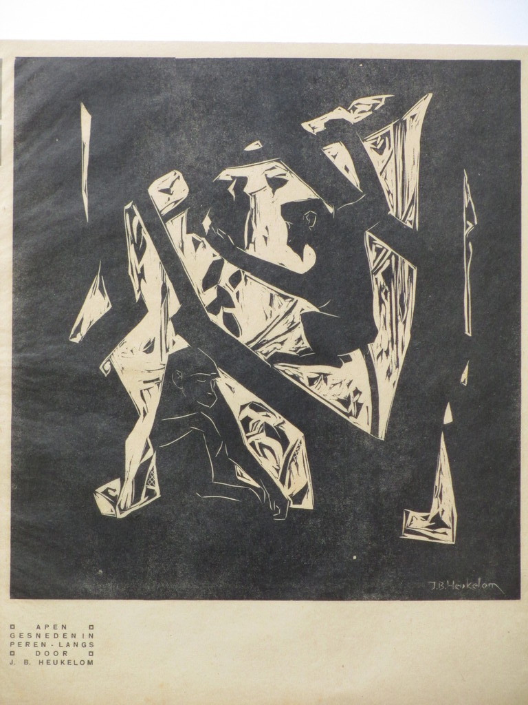 J.B.Heukelom, Apen, Houtsnede verkocht voor € 240!