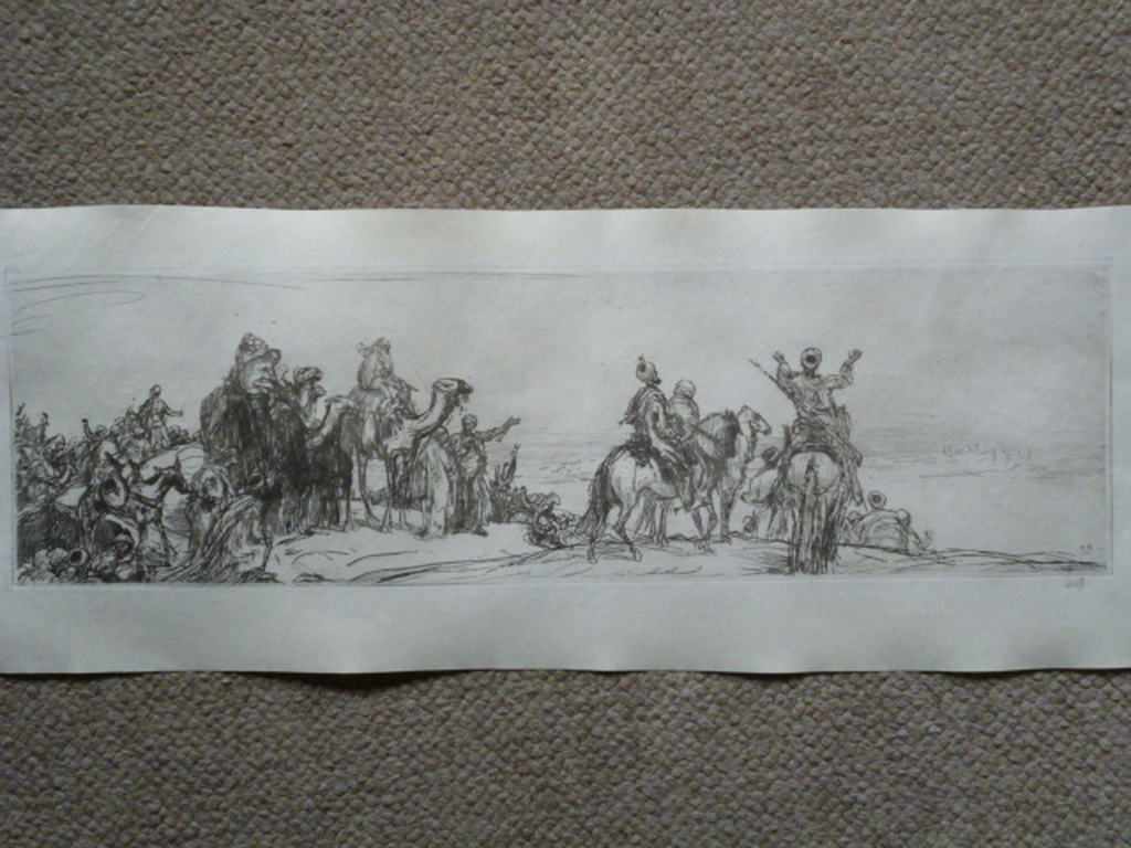 Marius Bauer - ets - Eene karavaan verkocht voor € 135!