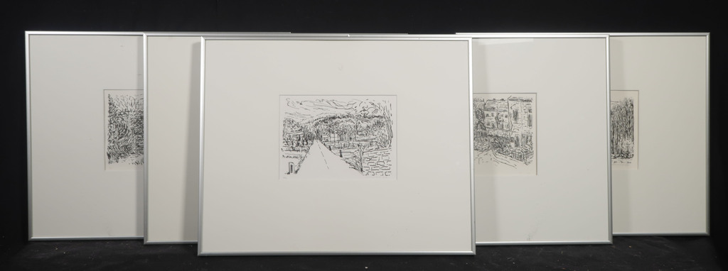 Lot met 5 Zeefdrukken van Annette Ong: Wandeltochten I - Ingelijst kopen? Bied vanaf 20!