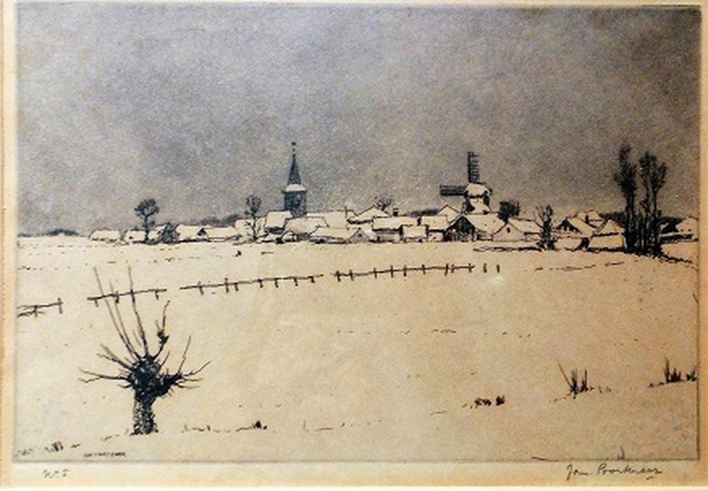 sneeuwlandschap  Poortenaar--ets verkocht voor € 41!