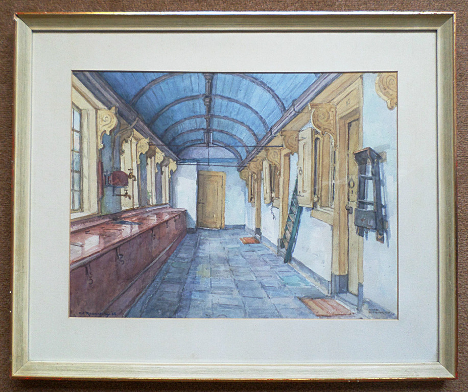 H.E. Roodenburg - St. Pietershof te Hoorn, aquarel (ingelijst) kopen? Bied vanaf 125!