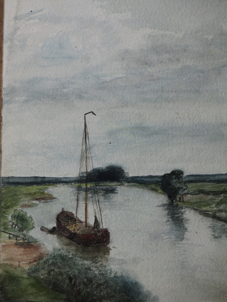 Anoniem, Zeilschip op Hollandse rivier, Gemengde techniek kopen? Bied vanaf 1!