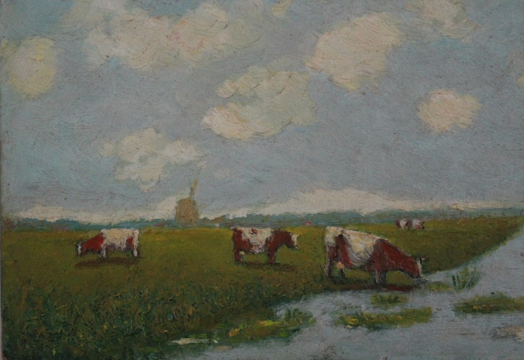 Vries,Jan de-olieverf op karton verkocht voor € 100!