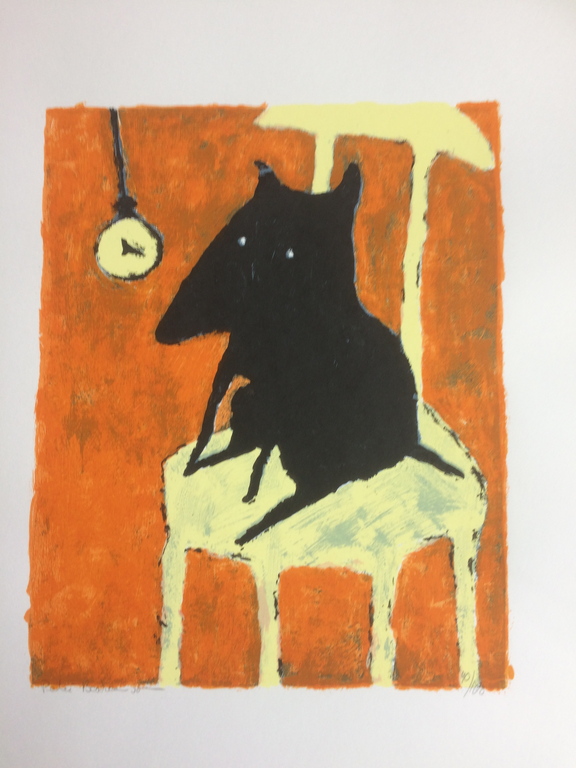 Peter Bastiaansen - Twee zwarte honden in gekleurd interieur kopen? Bied vanaf 30!